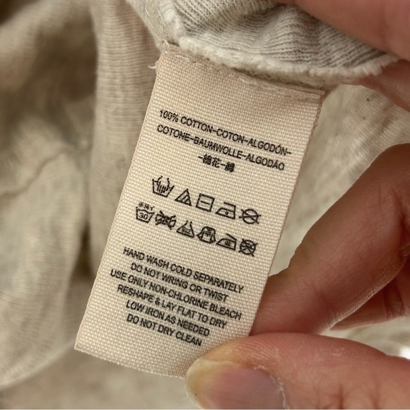 We The Free Free Peoole Heathered Cream Long Sleeve Lace Up Neckline Top - Picture 8 of 11